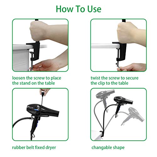 CHRUNONE Hands Free Blow Dryer Holder, Stainless Steel Hair Dryer Stand Clamp...