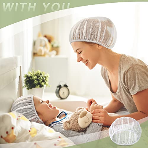 4 Pieces Mesh Sleep Cap White Hair Net for Sleeping Women Hair Curler Net Nig...