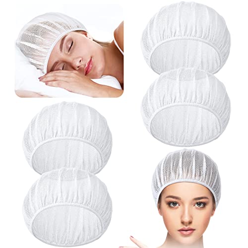 4 Pieces Mesh Sleep Cap White Hair Net for Sleeping Women Hair Curler Net Nig...