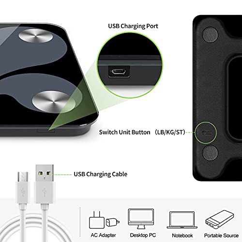 Body Fat Scale, USB Rechargeable Digital Weight Bathroom Scales, CHWARES Smar...