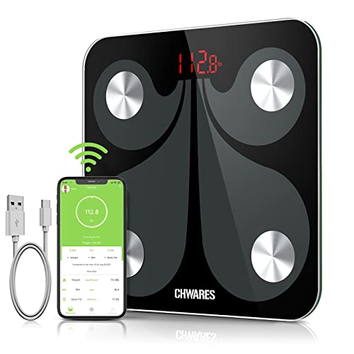 Body Fat Scale, USB Rechargeable Digital Weight Bathroom Scales, CHWARES Smar...