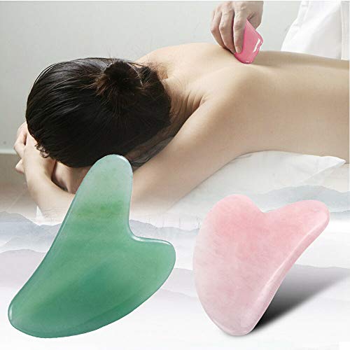 Gua Sha Facial Tool, Natural Jade Stone Guasha Board for SPA Acupuncture Ther...