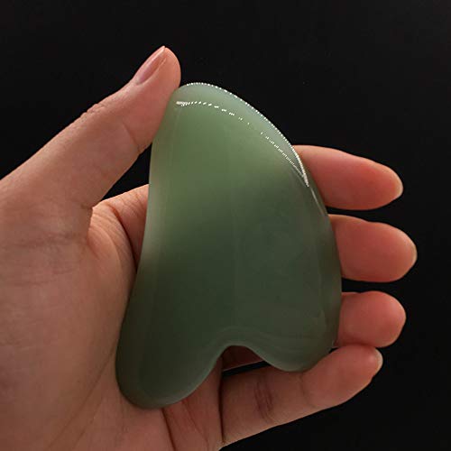 Gua Sha Facial Tool, Natural Jade Stone Guasha Board for SPA Acupuncture Ther...