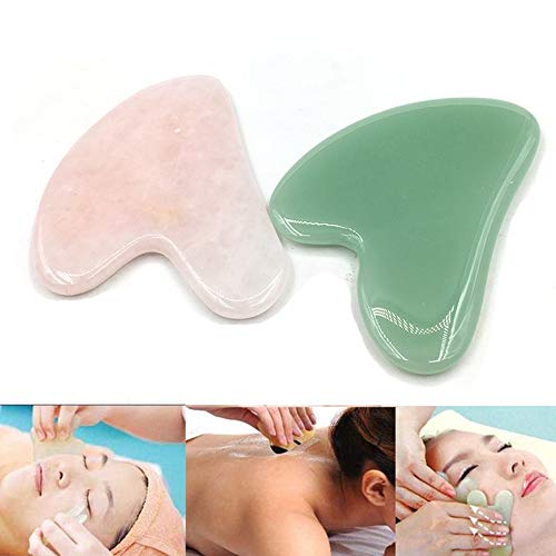Gua Sha Facial Tool, Natural Jade Stone Guasha Board for SPA Acupuncture Ther...