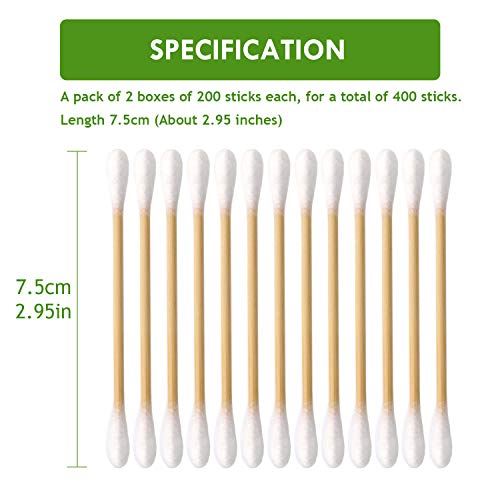 Cibutyful Cotton Swabs 400 count Double Round Tips Cotton Swabs With Strong w...