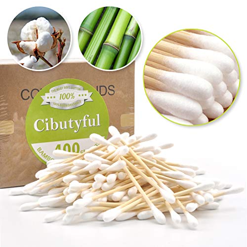 Cibutyful Cotton Swabs 400 count Double Round Tips Cotton Swabs With Strong w...