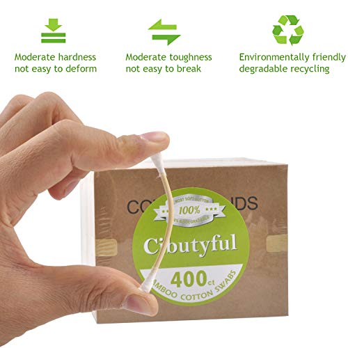 Cibutyful Cotton Swabs 400 count Double Round Tips Cotton Swabs With Strong w...