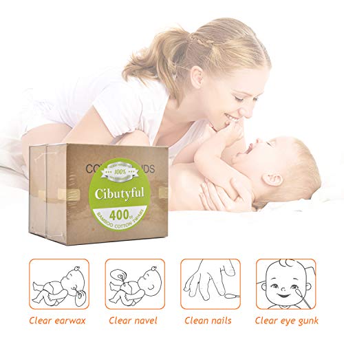 Cibutyful Cotton Swabs 400 count Double Round Tips Cotton Swabs With Strong w...