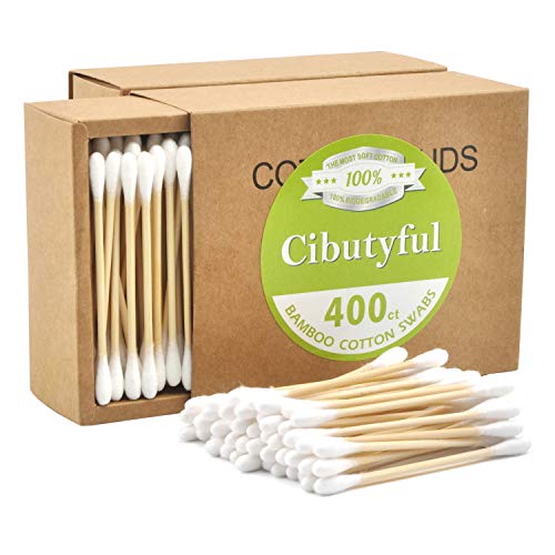 Cibutyful Cotton Swabs 400 count Double Round Tips Cotton Swabs With Strong w...
