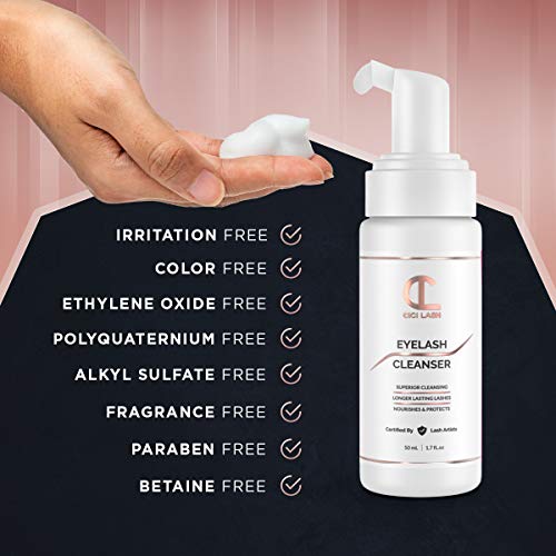 Lash Shampoo Foaming Cleanser & Brush (50ml) | Gentle Foam Wash For Eyelash E...