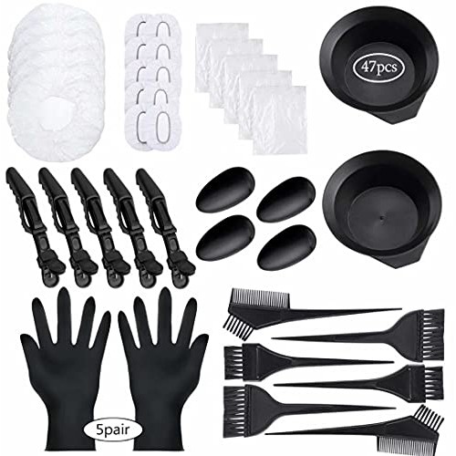 47 Pieces Hair Dye Coloring Kit Hair Tinting Bowl Dye Brush, Ear Cover, Glove...