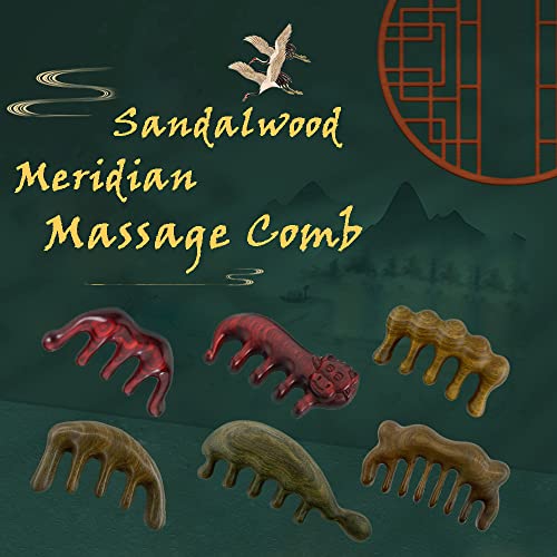 Wooden Massage Comb, Natural Red Sandalwood Wide Tooth Scraping Scalp Wood Ha...