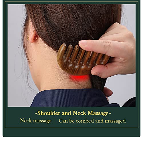 Wooden Massage Comb, Natural Red Sandalwood Wide Tooth Scraping Scalp Wood Ha...