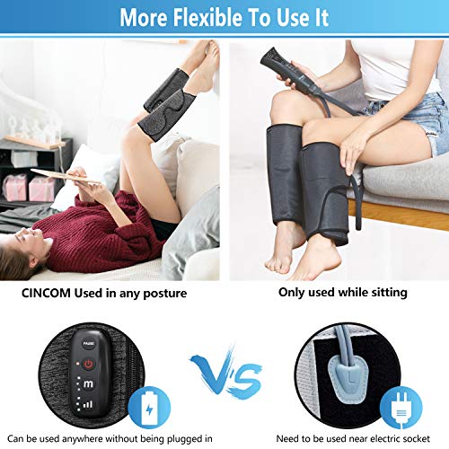 CINCOM Rechargeable Leg Massager for Circulation, Wireless Air Leg Compressio...