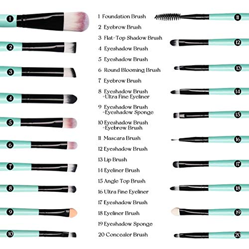 CINIDY 20 pcs Makeup Brush Set tools Make-up Toiletry Kit Wool Make Up Brush ...