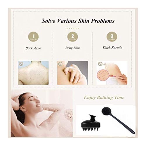 Silicone Shower Body Brush & Hair Scalp Massager Shampoo Brush, Long Handle B...