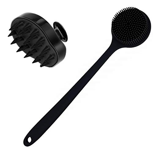 Silicone Shower Body Brush & Hair Scalp Massager Shampoo Brush, Long Handle B...