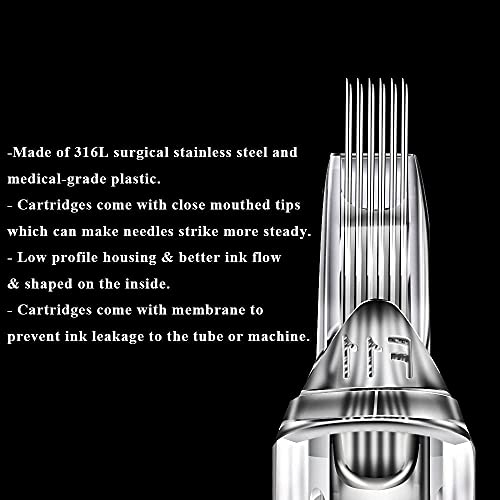 Tattoo Cartridge Needles, CINRA 20Pcs Tattoo Needles Mixed Size 5M1 7M1 9M1 1...