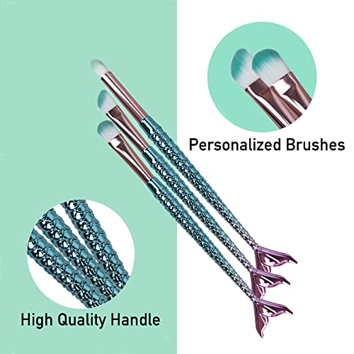 Mermaid Makeup Brushes Set with Bag Citicolor Chubby Fish Foundation Brush 11...