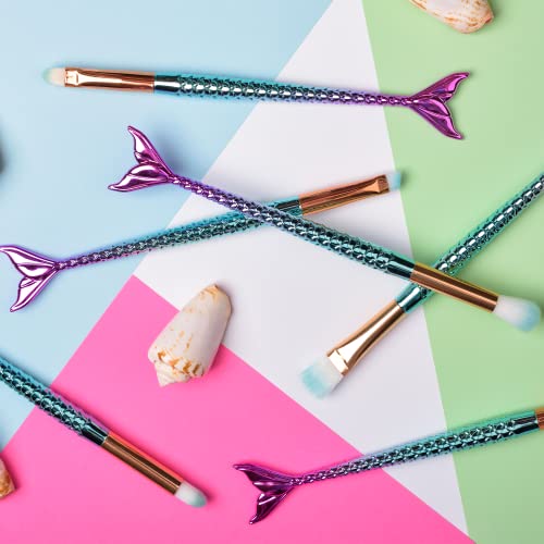 Mermaid Makeup Brushes Set with Bag Citicolor Chubby Fish Foundation Brush 11...