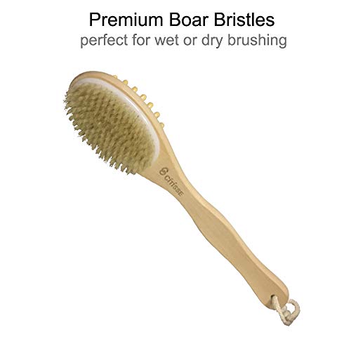 2PACK CITISSE Premium Dry Brushing Body Brush Set- Natural Boar Bristle Showe...