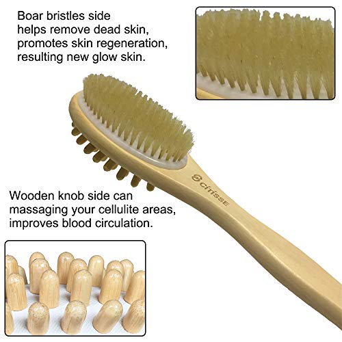 2PACK CITISSE Premium Dry Brushing Body Brush Set- Natural Boar Bristle Showe...