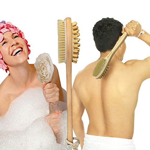 2PACK CITISSE Premium Dry Brushing Body Brush Set- Natural Boar Bristle Showe...