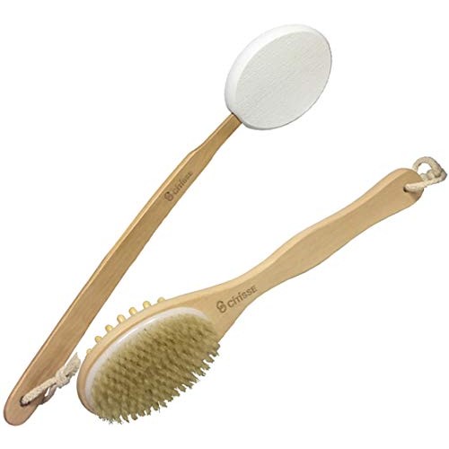 2PACK CITISSE Premium Dry Brushing Body Brush Set- Natural Boar Bristle Showe...