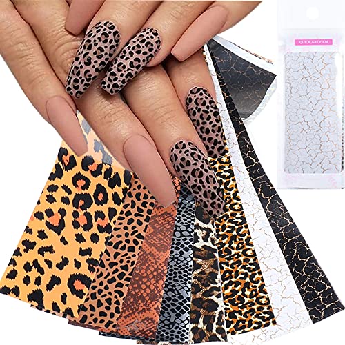 20 Sheets Nail Foil Nail Art Transfer Stickers Black Flame Heart Snake Leopar...