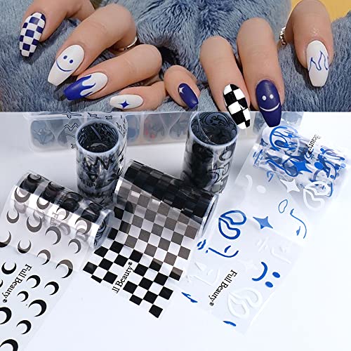 20 Sheets Nail Foil Nail Art Transfer Stickers Black Flame Heart Snake Leopar...