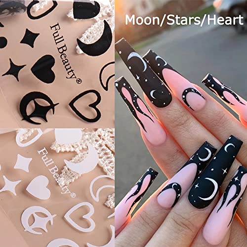 20 Sheets Nail Foil Nail Art Transfer Stickers Black Flame Heart Snake Leopar...