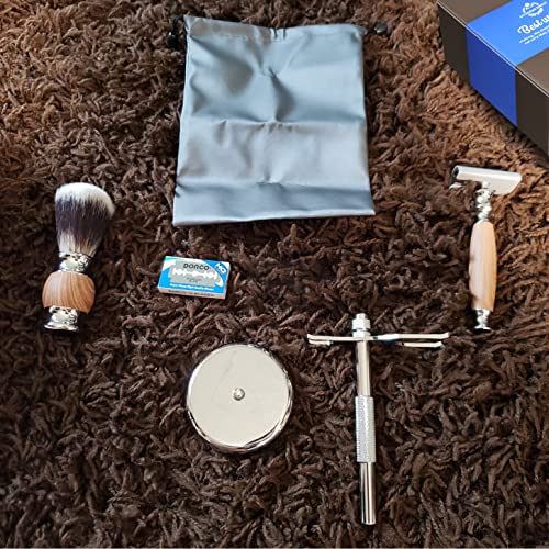 Men's Wet Shaving Kit, Include 3 Items:Shave Brush,Stainless Steel Bowl and S...