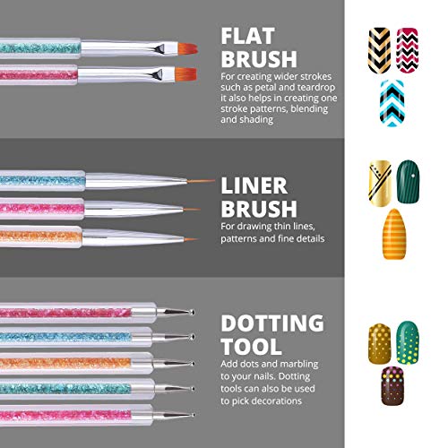 Cizoackle Nail Art Brushes - Double-Ended Brush and Dotting Tool Kit - Elegan...