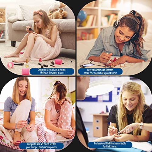 Cizoackle Nail Art Brushes - Double-Ended Brush and Dotting Tool Kit - Elegan...