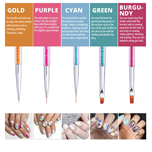 Cizoackle Nail Art Brushes - Double-Ended Brush and Dotting Tool Kit - Elegan...