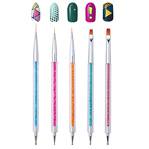 Cizoackle Nail Art Brushes - Double-Ended Brush and Dotting Tool Kit - Elegan...
