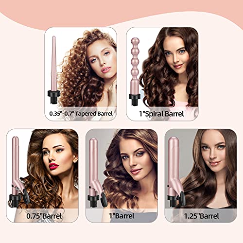 CkeyiN Curling Iron Set 5 in 1 Curling Wand 30s Instant Heat Up Hair Curler w...
