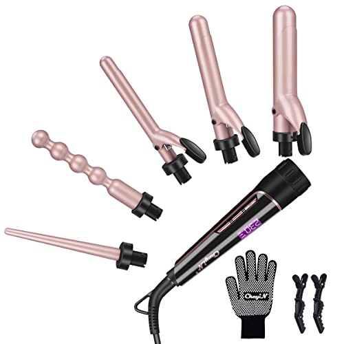 CkeyiN Curling Iron Set 5 in 1 Curling Wand 30s Instant Heat Up Hair Curler w...