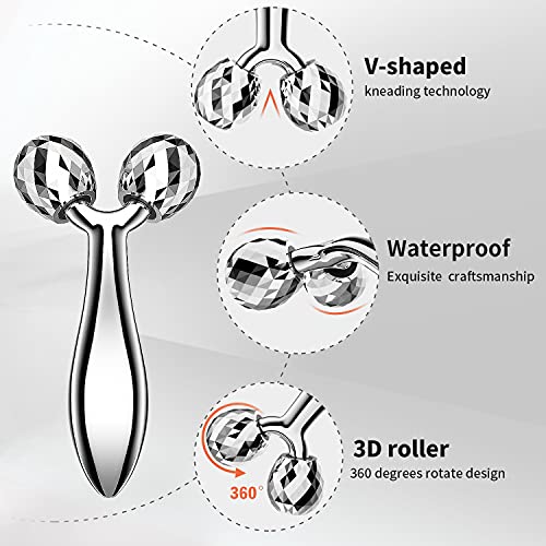 Stainless Steel Face Roller with Travel Pouch, Face Massager Roller for Face,...
