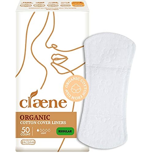 Claene Organic Cotton Panty Liners, Unscented,Thin, Cruelty-Free, Daily, Brea...