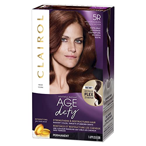 Clairol Age Defy Permanent Hair Dye, 5R Medium Auburn Hair Color, 1 Count