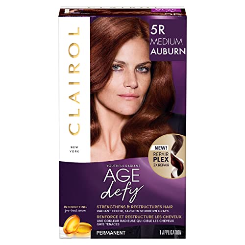 Clairol Age Defy Permanent Hair Dye, 5R Medium Auburn Hair Color, 1 Count