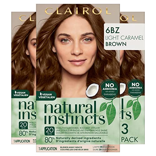 Clairol Natural Instincts Demi-Permanent Hair Dye, 6BZ Light Caramel Brown Ha...