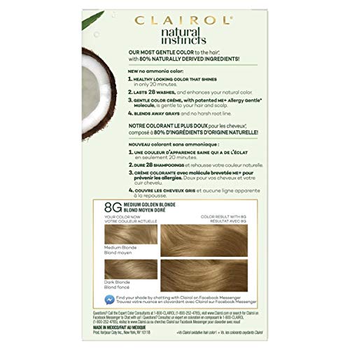 Clairol Natural Instincts Hair Color, [8G] Medium Golden Blonde 1 Each