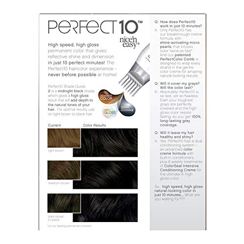 Clairol Nice‘n Easy Perfect 10 Permanent Hair Dye, 2 Black Hair Color, 2 Count