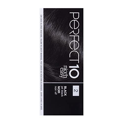 Clairol Nice‘n Easy Perfect 10 Permanent Hair Dye, 2 Black Hair Color, 2 Count