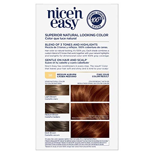 Clairol Nice'N Easy Crème 5R Medium Auburn (Pack of 3) (Packaging May Vary)