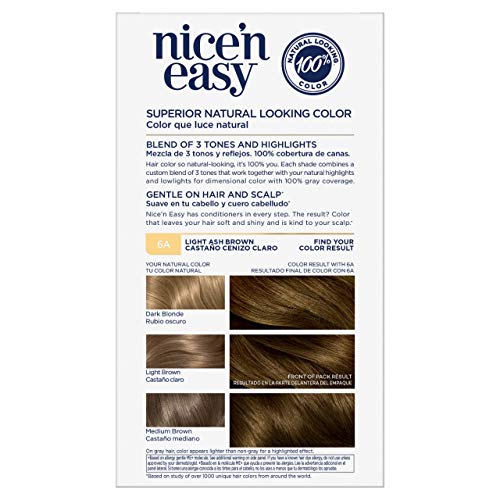 Clairol Nice'N Easy Crème 6A Light Ash Brown (Pack of 3) (Packaging May Vary)