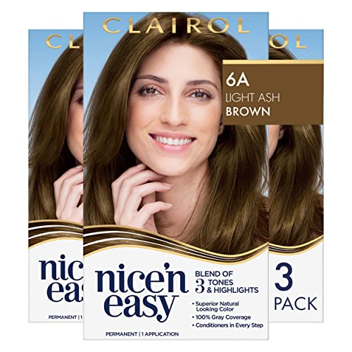 Clairol Nice'N Easy Crème 6A Light Ash Brown (Pack of 3) (Packaging May Vary)