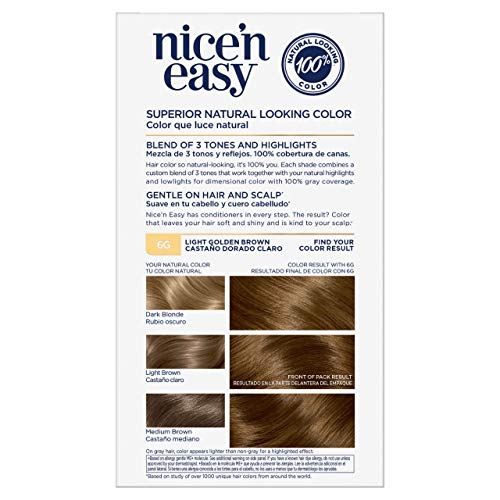 Clairol Nice'N Easy Crème 6G Light Golden Brown, Pack of 3